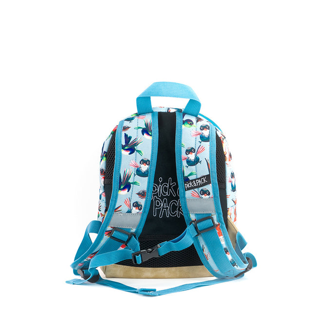 Pick & Pack Rugzak Birds Dusty Blue Pick & Pack Small Kinder Rugzak