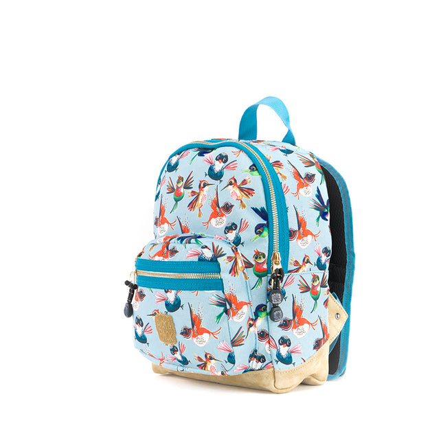 Pick & Pack Rugzak Birds Dusty Blue Pick & Pack Small Kinder Rugzak