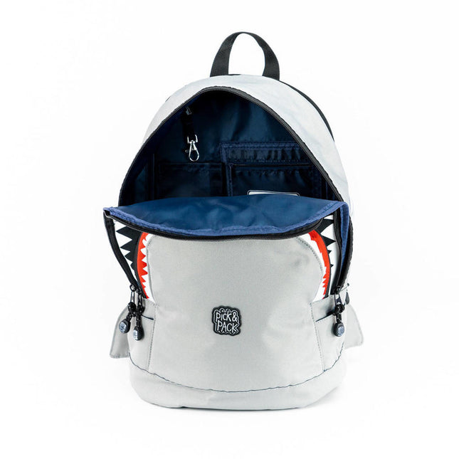 Pick & Pack Rugzak Shark Shape M Grey