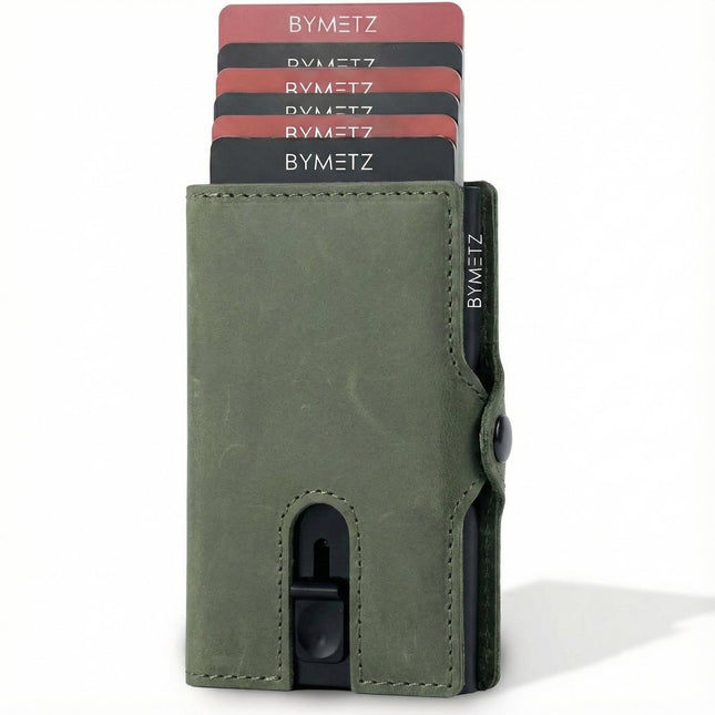 ByMetz Ausziehbarer Kartenhalter Anti Skim - Hunter Leder