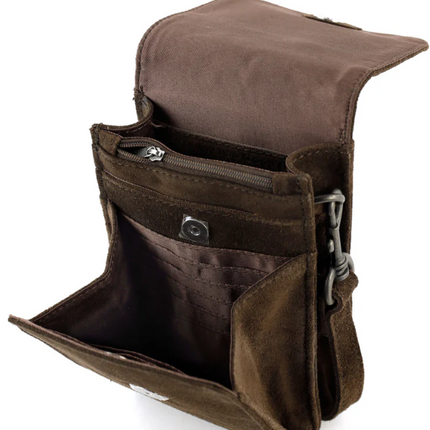 Bärendesign-Umhängetasche aus Leder-Wildleder Robbie SU2650