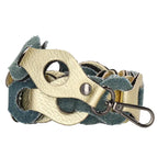 Multicolor Jeansstoff und Goldleder