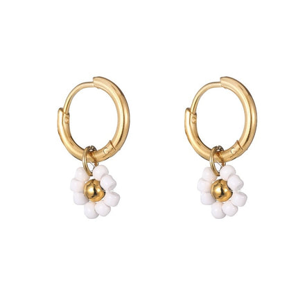 Day & Eve by Go Dutch Label 1 Flower Earrings White