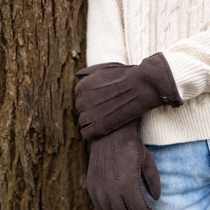 Van Buren Lammfell-Herrenhandschuhe – Braun